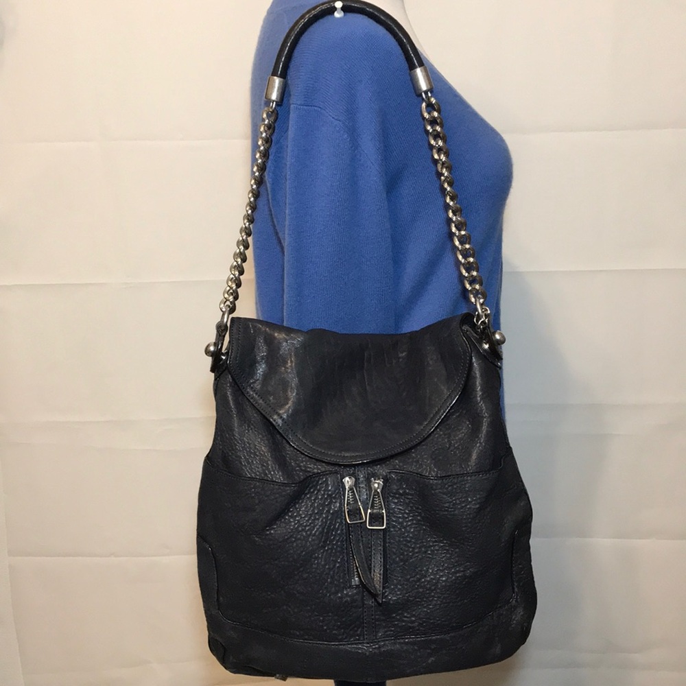 Olivia Harris Blue Soft Leather Hobo Satchel Purse
